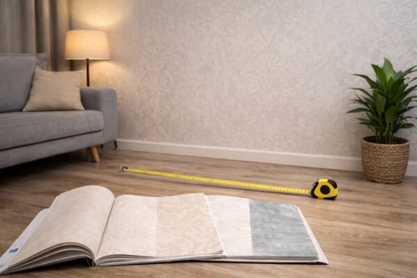 جدار بورق جدران هادئ داخل غرفة معيشة